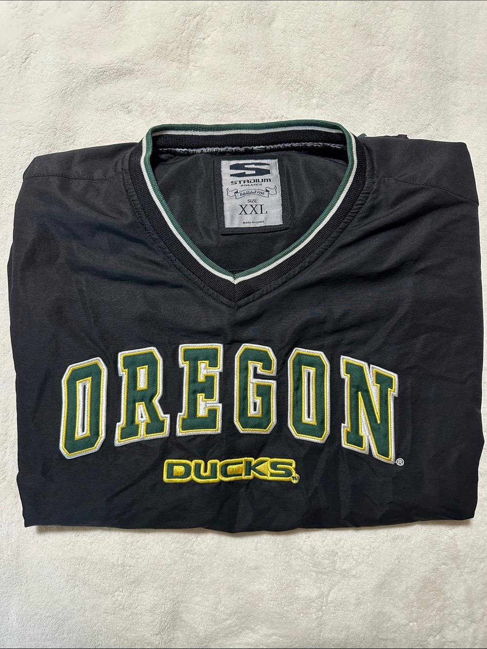 Rare 90s Oregon Ducks V-Neck Pullover Windbreaker Jacket Stadium Athletics